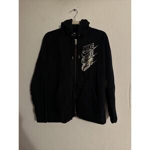 Nike Women's Black Logo Hoodie Full Zip Large Spring Fall Winter Jacket Sz. L